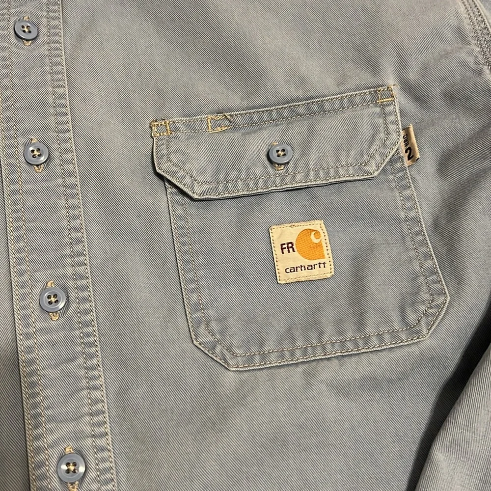 Carhartt FR Blue Button-Up Shirt - Picture 3 of 11